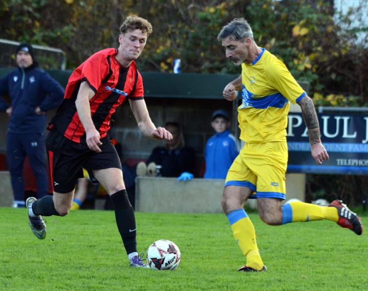 Tom Jago scored on his debut for Goodwick United against Seaside. Picture Gordon Thomas